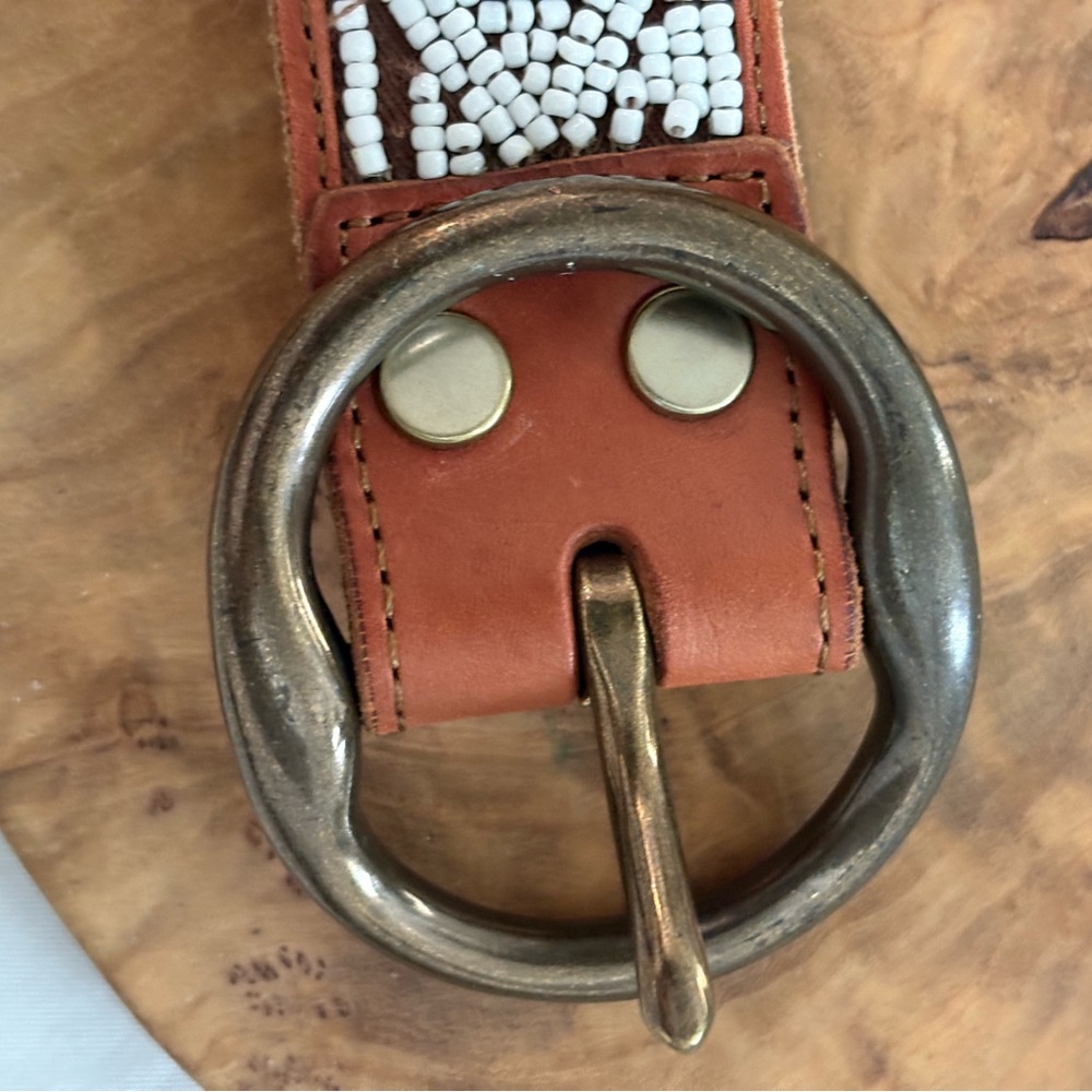 Lucky Brand Beaded Brown Leather Belt - Picture 2 of 10
